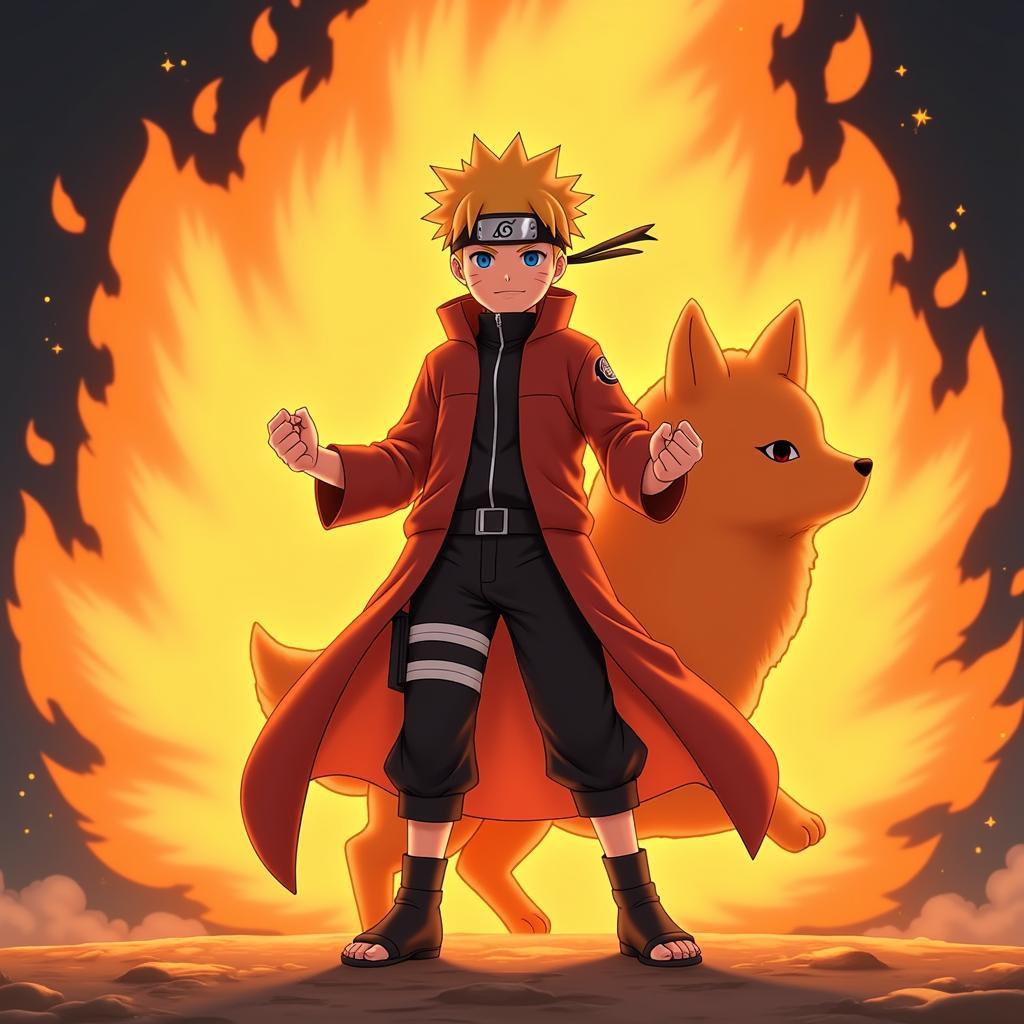 Hình ảnh Naruto sử dụng sức mạnh Cửu Vĩ Hồ