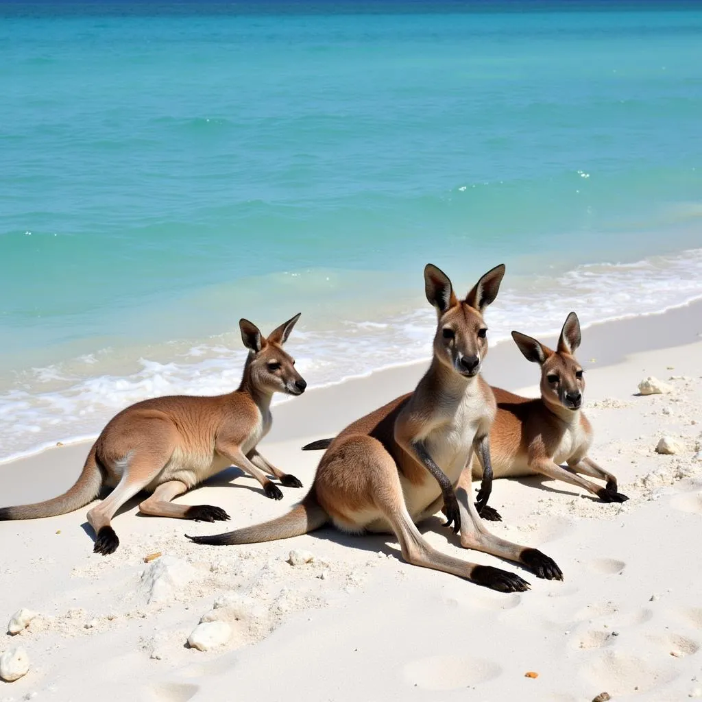 Kangaroo trên bãi biển