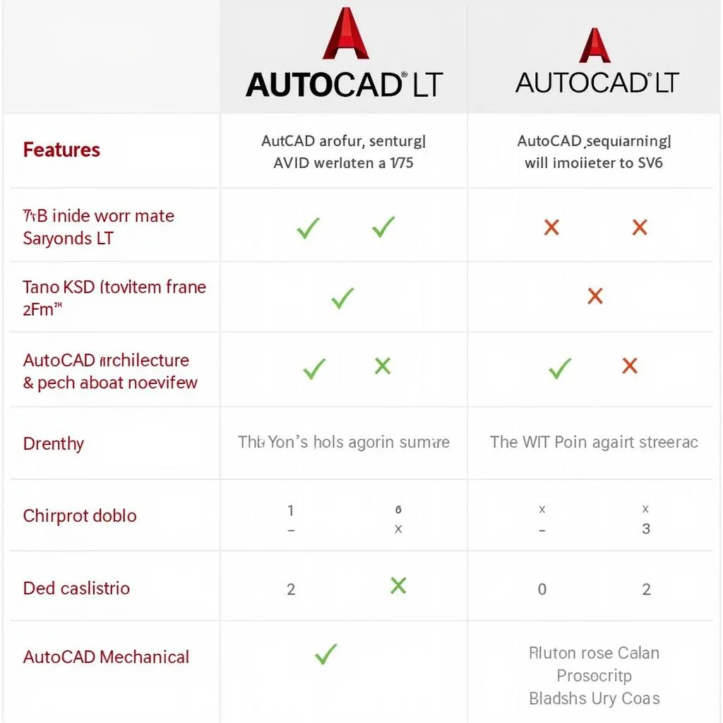 Bảng so sánh phiên bản Autocad