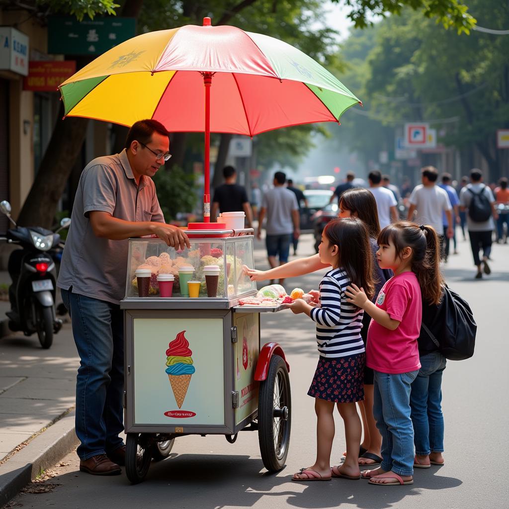 Hình ảnh những chiếc xe bán banh kem quen thuộc trên đường phố Hà Nội