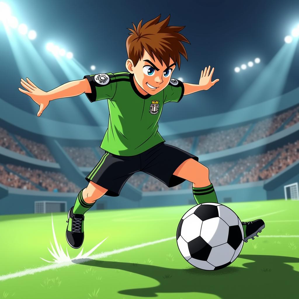 Ben 10 đá bóng: Hình ảnh siêu anh hùng Ben 10 trên sân cỏ