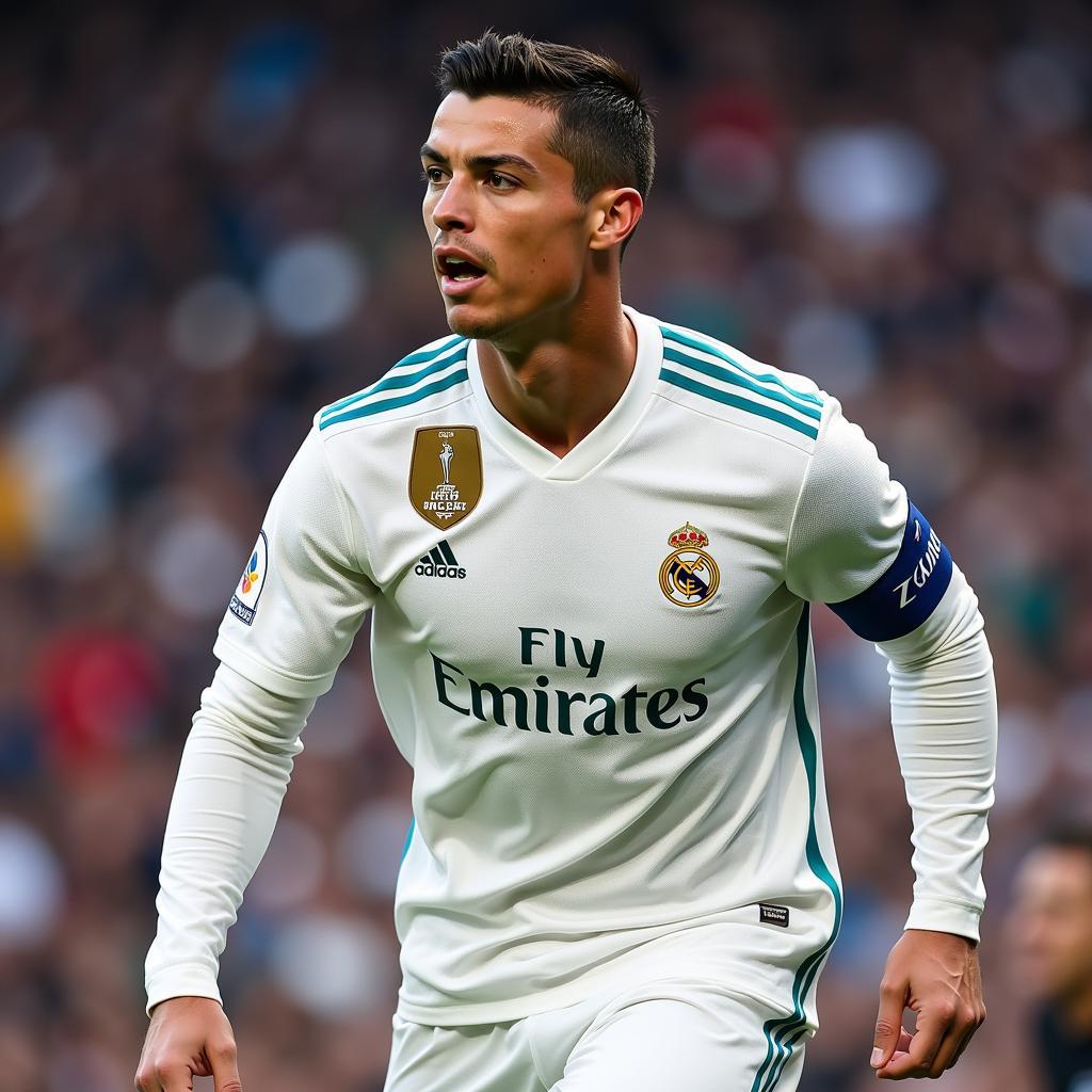 Hình nền Ronaldo đẹp cho máy tính - Ronaldo trong màu áo Real Madrid