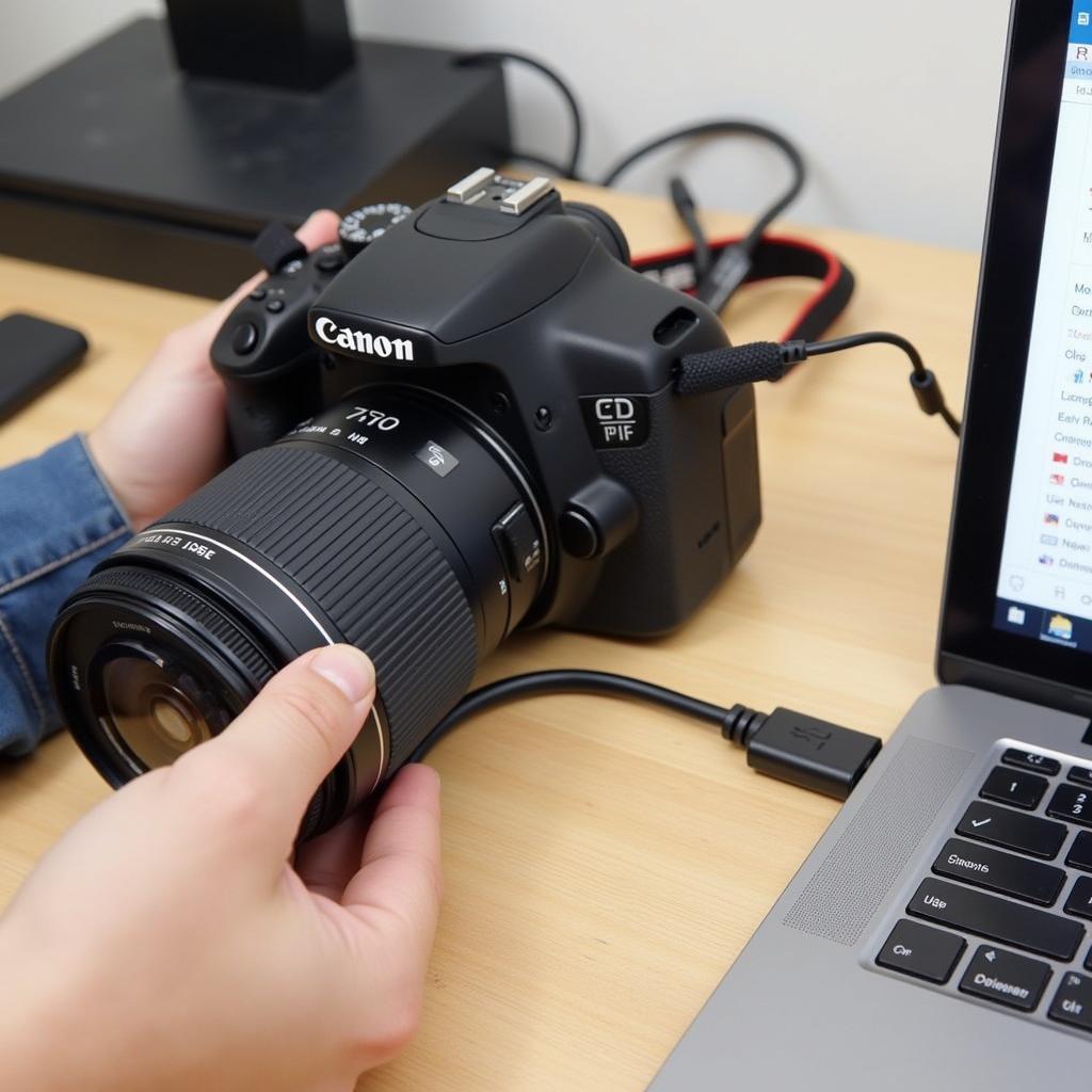 Kết nối Canon 750D với máy tính qua cáp USB