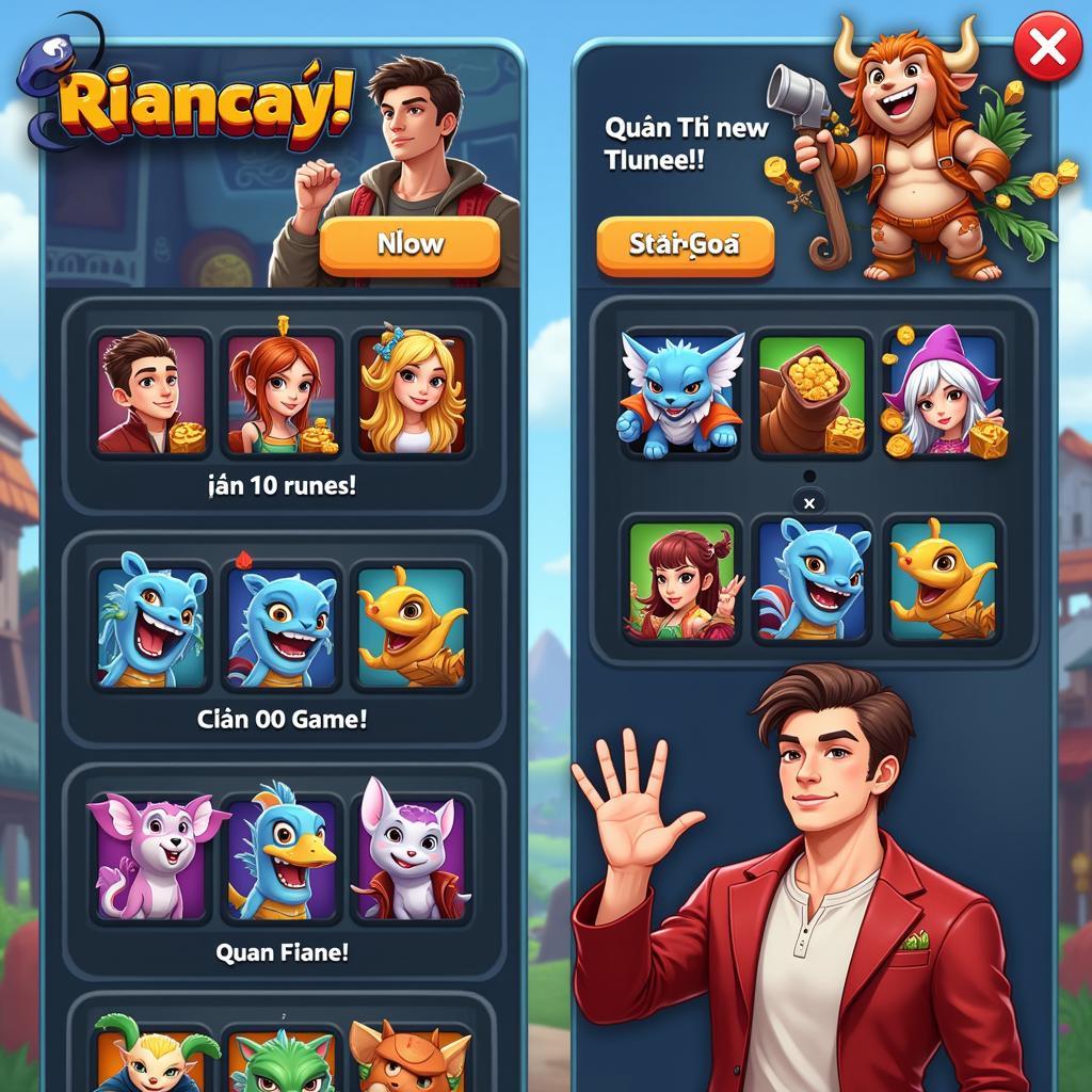 Hình ảnh minh họa các game mobile phổ biến với "quán từ" đặc trưng