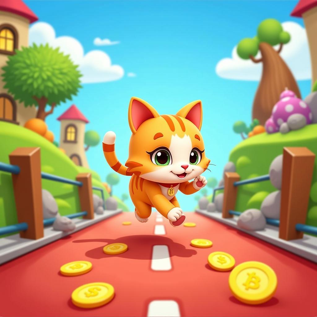 Hình ảnh minh họa cho trò chơi chạy đua mèo Talking Tom Gold Run