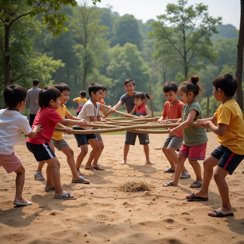 Trẻ em chơi kéo co