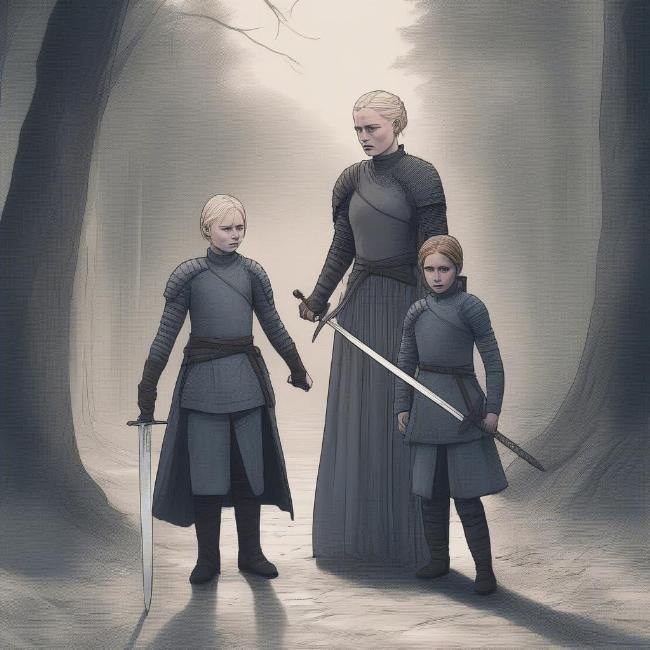 Brienne Tarth Bảo Vệ Sansa và Arya Stark