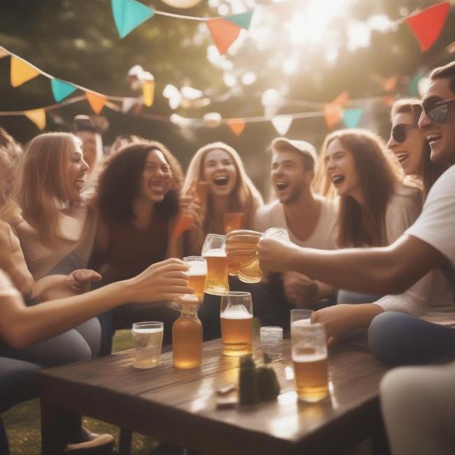 Giải trí với beer game tại bữa tiệc ngoài trời