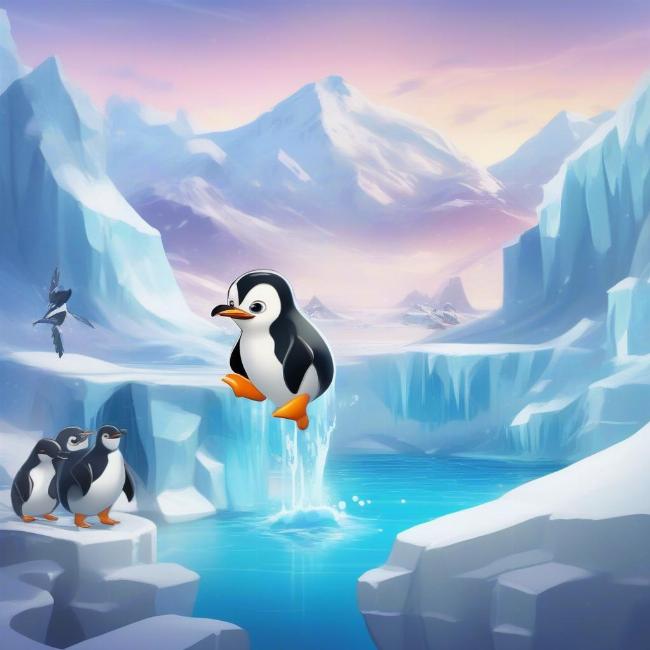 Trò chơi penguin trap gameplay: Chim cánh cụt nhảy trên các tảng băng