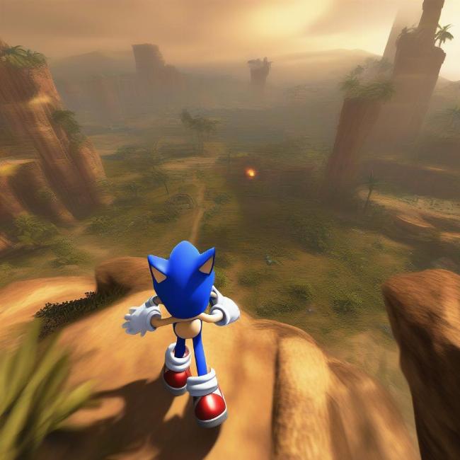 Sonic Frontiers: Khám Phá Thế Giới Mở: Hình ảnh gameplay của Sonic Frontiers, cho thấy Sonic đang khám phá một thế giới mở rộng lớn, đầy màu sắc và bí ẩn.