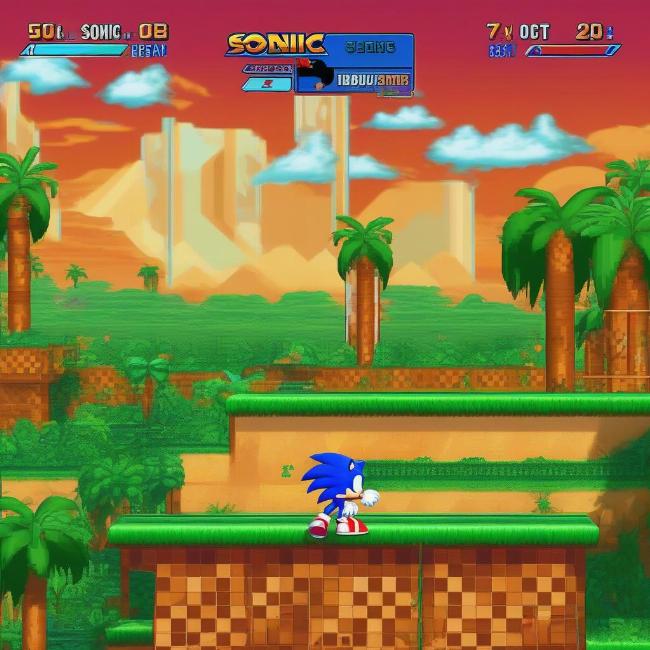 Sonic Mania - Sự kết hợp giữa cổ điển và hiện đại: Hình ảnh gameplay của Sonic Mania, thể hiện phong cách đồ họa retro kết hợp với lối chơi mượt mà, tốc độ cao.