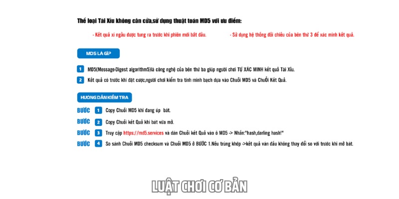 Luật chơi Tài xỉu MD5 cơ bản cho người mới tìm hiểu