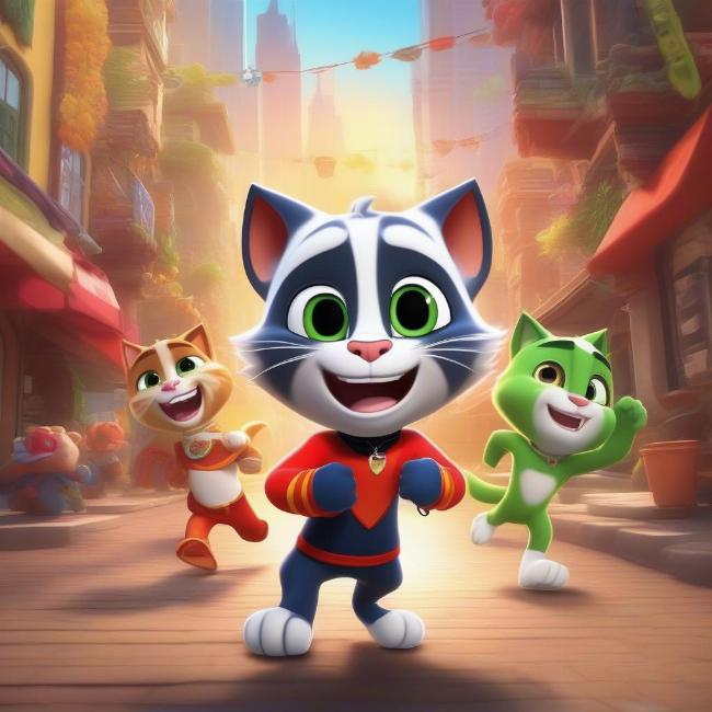 Trò chơi Talking Tom Hero với đồ họa và âm thanh sống động