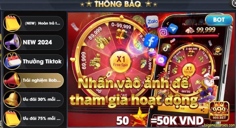 Chương trình tặng tiền +50K