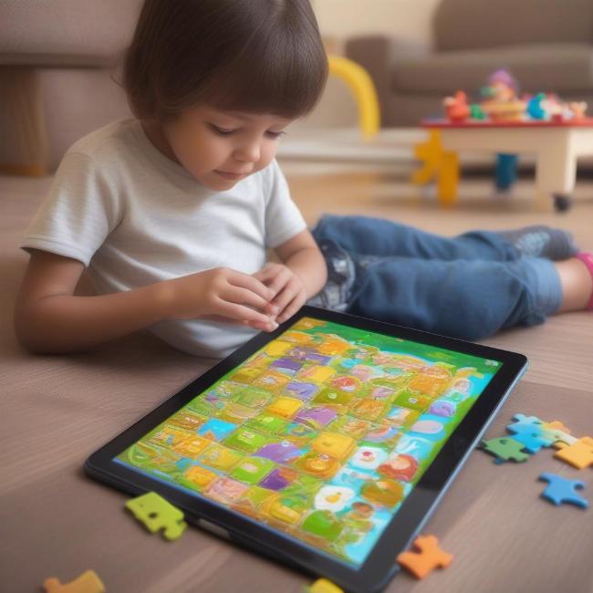 Trẻ em chơi game trí tuệ trên iPad