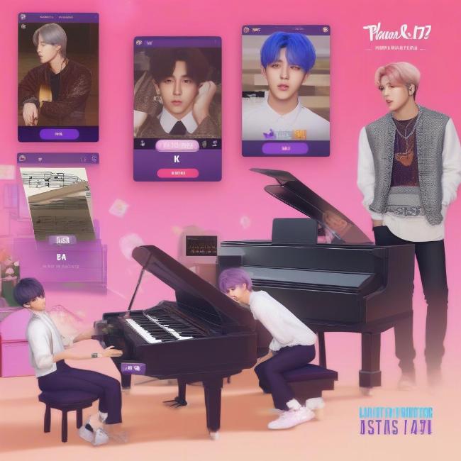 Hình ảnh minh họa trò chơi đánh đàn piano có chủ đề BTS