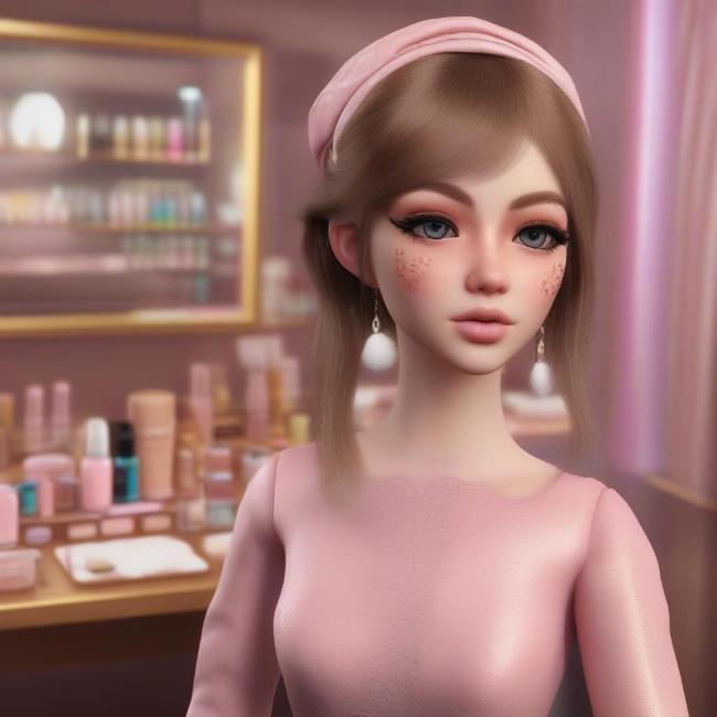 Giao diện game trang điểm búp bê 3D chân thực