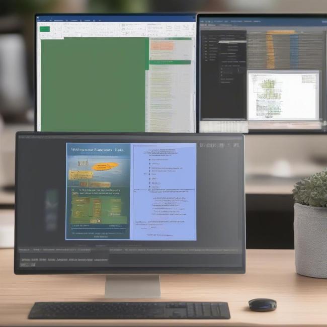 Hình ảnh minh họa việc sử dụng VBA trong PowerPoint để tạo trò chơi trắc nghiệm nâng cao, giao diện code VBA và slide trò chơi