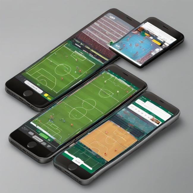 Giao diện chọn game hoặc so sánh các tựa game đá banh online phổ biến trên điện thoại