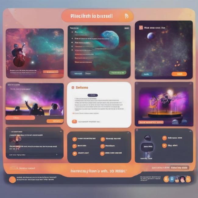 Giao diện slide trò chơi âm nhạc PowerPoint với nền nhạc, tiêu đề và khu vực cho câu hỏi/đáp án.