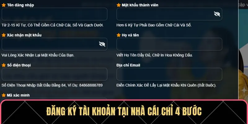 Đăng ký tài khoản tại nhà cái chỉ 4 bước Đăng ký tài khoản tại nhà cái chỉ 4 bước