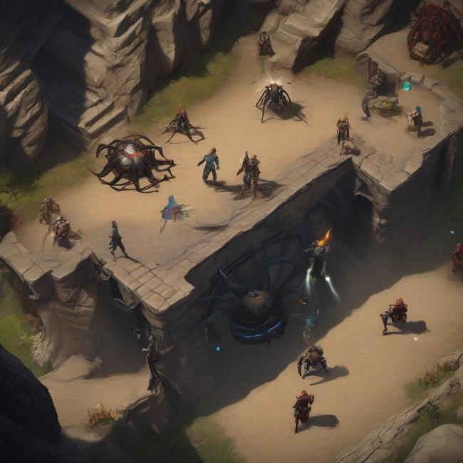 Một cảnh chiến đấu theo lượt kịch tính trong Baldur's Gate 3, đội người chơi đang đối đầu với một con rồng đỏ hùng mạnh.