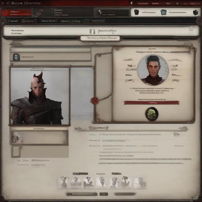 Giao diện tạo nhân vật chi tiết trong game Baldur's Gate 3, cho thấy các tùy chọn đa dạng về chủng tộc, lớp nhân vật và ngoại hình.