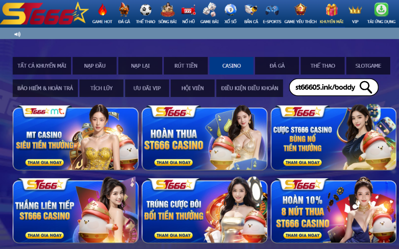 Khuyến mãi hấp dẫn tại Casino ST666